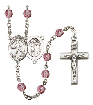 Saint Sebastian and Field Hockey Rosary with Amethyst Beads