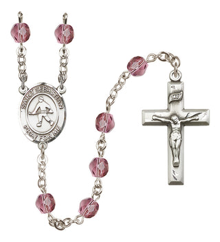 Silver-Plated 6mm Saint Sebastian/Field Hockey Rosary