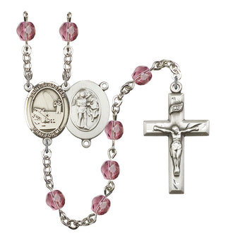 Saint Sebastian and Fishing Rosary with Amethyst Beads