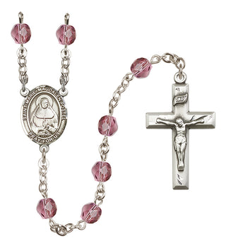 Silver Plated 6mm Fire Polished Saint Marie Magdalen Postel Rosary in Amethyst