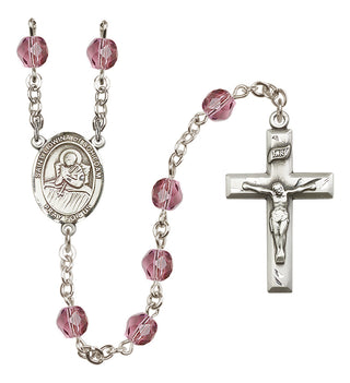 Silver Plated 6mm Fire Polished Saint Lidwina of Schiedam Rosary in Amethyst