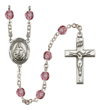 Silver Plated 6mm Fire Polished Saint Theodora Rosary in Amethyst