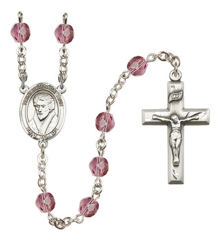 Silver Plated 6mm Fire Polished Saint Peter Canisius Rosary in Amethyst