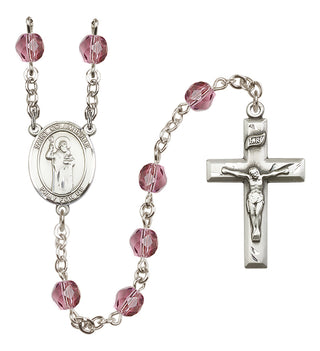 Silver-Plated 6mm Saint Columbkille  Engraved Catholic Rosaries