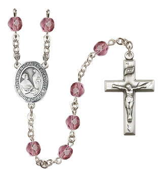 Silver Plated 6mm Fire Polished Saint Mary Magdalene of Canossa Rosary in Amethyst