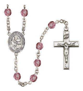 Silver Plated 6mm Fire Polished Saint Claude de la Colombiere Rosary in Amethyst