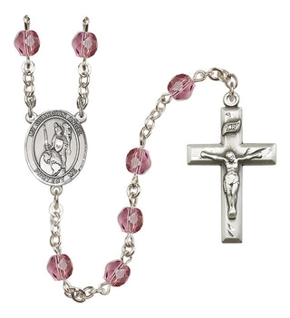 Silver Plated 6mm Fire Polished Guardian Angel of the World Rosary in Amethyst