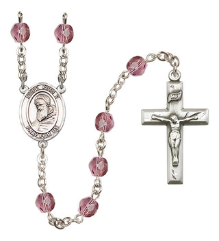 Silver Plated 6mm Fire Polished Pope Pius V Rosary in Amethyst