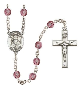 Silver Plated 6mm Fire Polished Saint Vladimir Rosary in Amethyst
