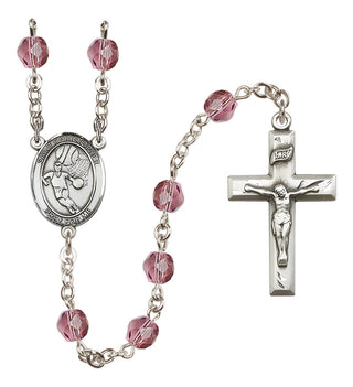 Silver-Plated 6mm Saint Christopher/Basketball Rosary