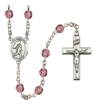Silver-Plated 6mm Saint Sebastian /Track&Field-Men Rosary