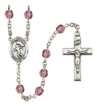 Silver-Plated 6mm Saint Sebastian /Track&Field-Women Rosary