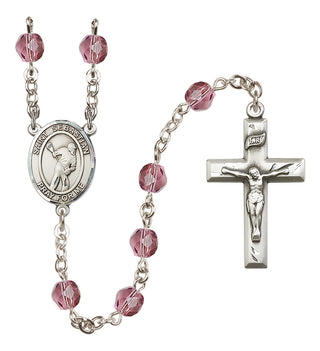 Silver-Plated 6mm Saint Sebastian/Lacrosse Rosary
