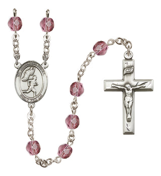 Silver-Plated 6mm Guardian Angel/Track&Field-Men Rosary
