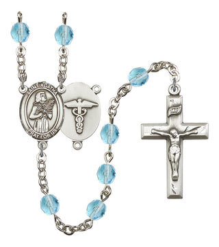 Saint Agatha and Nurse Rosary with Aqua Beads