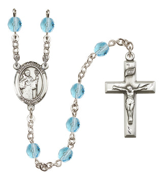 Silver Plated 6mm Fire Polished Saint Augustine Rosary in Aqua