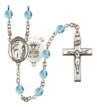 Silver-Plated 6mm Saint Brendan the Navigator / Navy Rosary