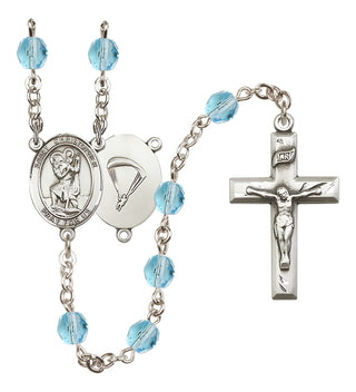 Silver-Plated 6mm Saint Christopher / Paratrooper Rosary
