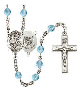 Saint George and Coast Guard Rosary with Aqua Beads