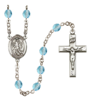Silver Plated 6mm Fire Polished Saint Lazarus Rosary in Aqua