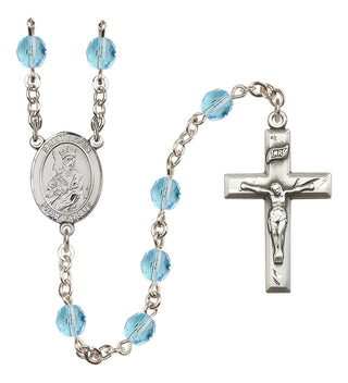 Silver Plated 6mm Fire Polished Saint Louis Rosary in Aqua