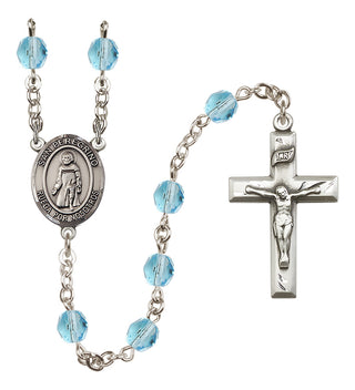 Silver Plated 6mm Fire Polished San Peregrino Rosary in Aqua