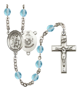 Guardian Angel and Marine Corp Rosary with Aqua Beads