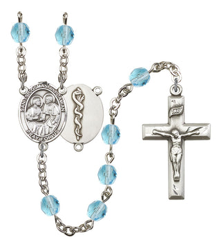 Sts. Cosmas & Damian and Doctors Rosary with Aqua Beads