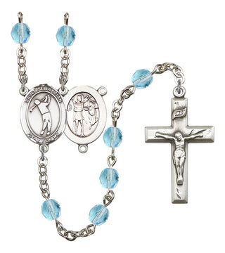 Saint Sebastian and Golf Rosary with Aqua Beads