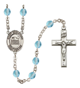 Silver-Plated 6mm Saint Sebastian/Swimming Rosary