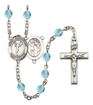 Saint Sebastian and Cheerleading Rosary with Aqua Beads