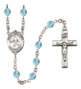 Silver-Plated 6mm Saint Sebastian/Field Hockey Rosary
