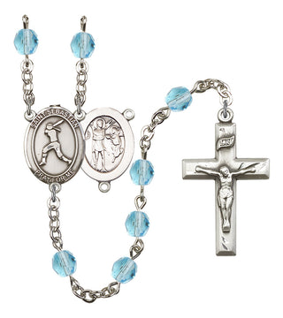 Saint Sebastian and Softball Rosary with Aqua Beads