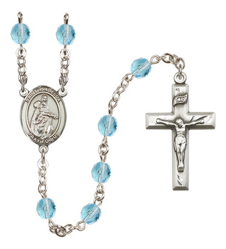 Silver Plated 6mm Fire Polished Saint Isabella of Portugal Rosary in Aqua