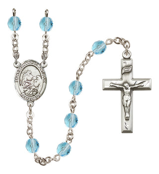 Silver Plated 6mm Fire Polished Saint Bernard of Montjoux Rosary in Aqua