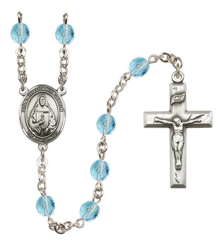 Silver Plated 6mm Fire Polished Saint Theodora Rosary in Aqua