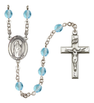Silver Plated 6mm Fire Polished Saint Seraphina Rosary in Aqua