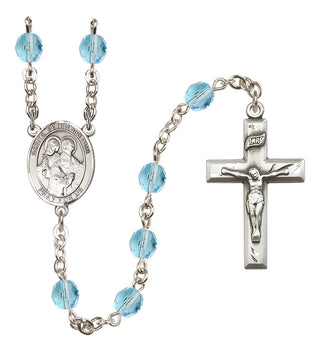 Silver Plated 6mm Fire Polished Saints Peter & Paul Rosary in Aqua