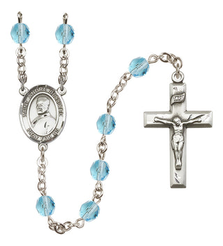 Silver Plated 6mm Fire Polished Saint Andre Bessette Rosary in Aqua