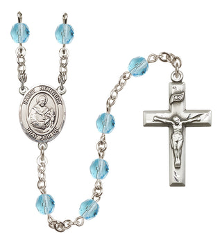 Silver Plated 6mm Fire Polished Saint Norbert of Xanten Rosary in Aqua