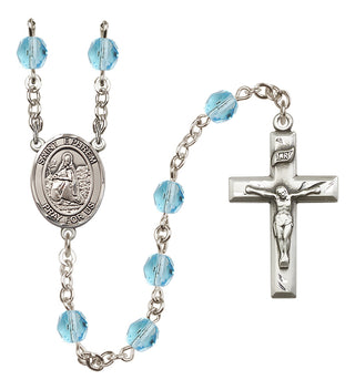 Silver Plated 6mm Fire Polished Saint Ephrem Rosary in Aqua