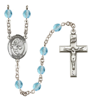 Silver-Plated 6mm Saint Christopher/Basketball Rosary
