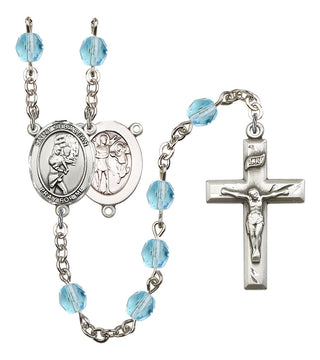 Saint Sebastian and Softball Rosary with Aqua Beads