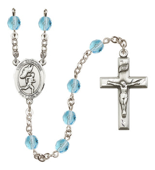 Silver-Plated 6mm Saint Sebastian /Track&Field-Men Rosary