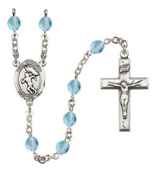 Silver-Plated 6mm Saint Sebastian /Track&Field-Women Rosary