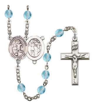 Saint Sebastian and Women's Soccer Rosary with Aqua Beads