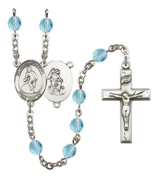 Guardian Angel and Wrestling Rosary with Aqua Beads