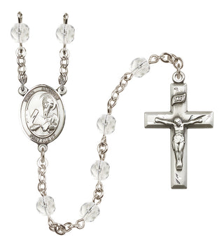 Silver Plated 6mm Fire Polished Saint Andrew the Apostle Rosary in Crystal