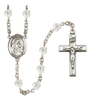 Silver-Plated 6mm Saint Ann  Engraved Catholic Rosaries