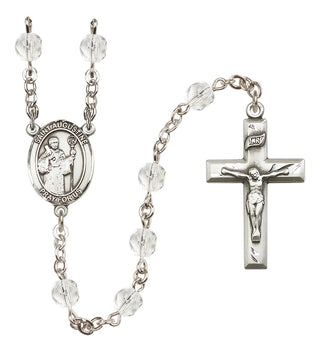 Silver Plated 6mm Fire Polished Saint Augustine Rosary in Crystal